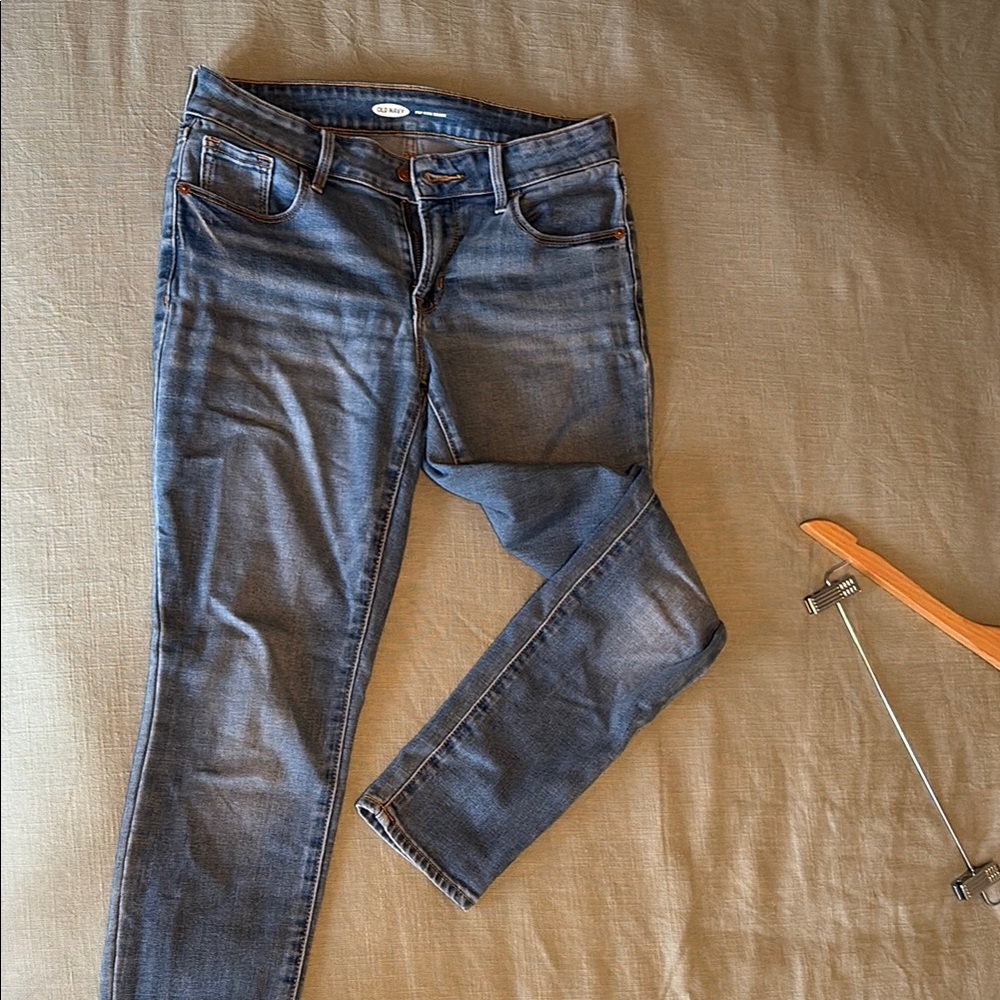 Old Navy Pop Blue Skinny Jeans with Faded Distressing